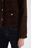 DeFacto Regular Fit Bisiklet Yaka Tweed Blazer Ceket D8460AX24AUBN298