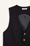 DeFacto 	V Yaka Keten Karışımlı Blazer Yelek E6209AX25SPBK81