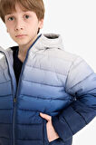 Erkek Çocuk Su Geçirmez Kapüşonlu Polar Astarlı Fermuarlı Şişme Mont