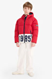 Erkek Çocuk Su Geçirmez Kapüşonlu Fermuarlı Şişme Mont 