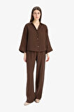 Wide Leg Modal Kumaş Pantolon Yüksek Bel Düz Paça Geniş Paça