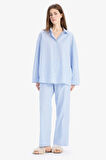 DeFacto Çizgili Uzun Boy Poplin Pijama Altı-Fall in Love E5769AX25SPBE747