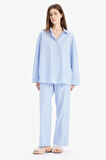 DeFacto Çizgili Uzun Boy Poplin Pijama Altı-Fall in Love E5769AX25SPBE747