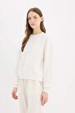 DeFacto Regular Fit Bisiklet Yaka Kalın Basic Düz Sweatshirt D6645AX25SPWT32