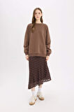 DeFacto Oversize Geniş Kalıp Bisiklet Yaka Basic Düz Kalın Sweatshirt Y1346AZ25SPBN322