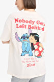 Coool Disney Lilo & Stitch Oversize Geniş Kalıp Bisiklet Yaka Baskılı Kısa Kollu Tişört