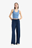 DeFacto Keten Karışımlı Pantolon Wide Leg Geniş Bol Paça Üç Cepli Normal Bel Basic Düz Standart Boy	 C4545AX25SPNV248