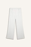 	Keten Karışımlı Pantolon Wide Leg Geniş Bol Paça Üç Cepli Normal Bel Basic Düz Standart Boy