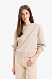 DeFacto Boxy Fit Bisiklet Yaka Basic Düz Kalın Sweatshirt E4732AX25SPBG187