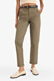 Carrot Fit Gabardin Kemerli Pantolon Cepli Yüksek Bel
