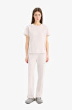 DeFacto Regular Fit Pijama Takımı Kısa Kollu Pijama Üstü Esnek Belli Uzun Pijama Altı-Fall in Love E5820AX25SPBG588