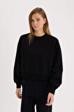 Boxy Fit Basic Düz Kalın Sweatshirt Kumaşı Sweatshirt