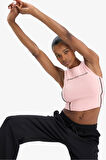 DeFactoFit Crop Baskılı Bisiklet Yaka Ribana Sporcu Atlet D9039AX25SPPN243