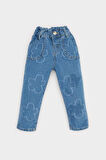 DeFacto Kız Bebek Paperbag Çiçekli Jean Pantolon E7830A525SPBE394