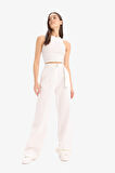 Wide Leg Çift Cepli Yüksek Bel Standart Boy Modal Geniş Bol Paça Pantolon