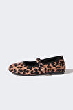 Kız Çocuk Leopar Desenli Slip On Düz Taban Babet