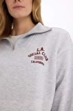 Coool Oversize Geniş Kalıp Fermuarlı Dik Yaka Baskılı Kalın Sweatshirt