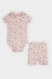 DeFacto Kız Bebek 2'li Takım Desenli Fitilli Kaşkorse Kısa Kollu Çıtçıtlı Body Beli Lastikli Şort E8240A525SMPN300