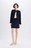 Crop Bisiklet Yaka Tweed Blazer Ceket