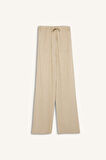 Wide Leg Çift Cepli Beli Lastikli Standart Boy Keten Karışımlı Pantolon