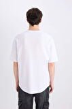 DeFacto Boxy Fit Bisiklet Yaka Kısa Kollu Basic Düz Waffle Beyaz Tişört B4443AX25SPWT34