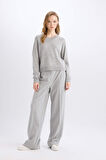 DeFacto Wide Leg Kumaş Pantolon Geniş Bol Paça Yüksek Bel Standart Boy C6402AX25SPGR28