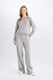 DeFacto Wide Leg Kumaş Pantolon Geniş Bol Paça Yüksek Bel Standart Boy C6402AX25SPGR28