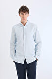 DeFacto Slim Fit Dar Kesim Polo Yaka Dokulu Uzun Kollu Gömlek T2066AZ25SPBE723