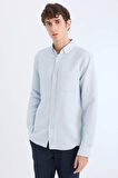 DeFacto Slim Fit Dar Kesim Polo Yaka Dokulu Uzun Kollu Gömlek T2066AZ25SPBE723