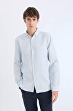 DeFacto Slim Fit Dar Kesim Polo Yaka Dokulu Uzun Kollu Gömlek T2066AZ25SPBE723