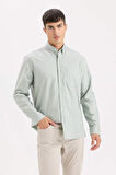 DeFacto %100 Pamuk Regular Fit Polo Yaka Oxford Basic Düz Uzun Kollu Gömlek A8028AX25SPGN1128