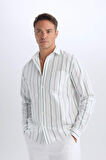 DeFacto Regular Fit Polo Yaka Çizgili Oxford Uzun Kollu Gömlek D6101AX25SPGN900