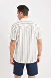 DeFacto Regular Fit Yazlık Polo Yaka Çizgili Pamuklu Kısa Kollu Gömlek C8315AX25SPER42