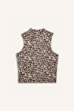 DeFacto Slim Fit Dar Kesim Leopar Desenli Yarım Balıkçı Yaka Atlet D5542AX25SPBN287