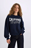 DeFacto Loose Fit Bisiklet Yaka Baskılı Kalın Sweatshirt E3390AXNSNV44