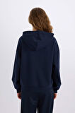 Loose Fit Kapüşonlu Baskılı Kalın Kumaş Sweatshirt