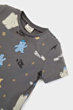 Erkek Bebek Pijama Takımı Desenli Kısa Kollu Penye Üst Beli Lastikli Şort