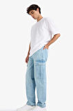 %100 Pamuk Relax Fit Düz Paça Jean Pantolon
