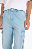 %100 Pamuk Relax Fit Düz Paça Jean Pantolon