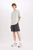 DeFacto %100 Pamuk Slim Fit Dar Kesim Dar Paça Cepli Basic Düz Şort B8673AX25SMAR104