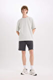 DeFacto %100 Pamuk Slim Fit Dar Kesim Dar Paça Cepli Basic Düz Şort B8673AX25SMAR104