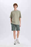 DeFacto %100 Pamuk Slim Fit Dar Kesim Dar Paça Cepli Basic Düz Şort B8673AX25SMGN463