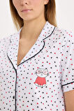 DeFacto Pijama Takımı Kısa Kollu Düğmeli Üst Esnek Belli Uzun Altı-Fall in Love D8455AX25SPER98