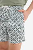 Desenli File Astarlı Kısa Boy Deniz Şortu