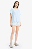 Regular Fit Pijama Takımı Kısa Kollu  Pijama Üstü Esnek Belli Şort Pijama Altı-Fall in Love