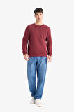 Regular Fit Bisiklet Yaka Basic Düz Kalın Sweatshirt