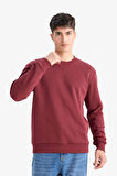 Regular Fit Bisiklet Yaka Basic Düz Kalın Sweatshirt