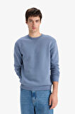 Regular Fit Bisiklet Yaka Basic Düz Kalın Sweatshirt