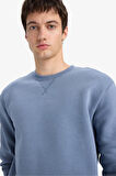 Regular Fit Bisiklet Yaka Basic Düz Kalın Sweatshirt
