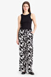 Wide Leg Poplin Kumaş Pantolon Yüksek Bel Uzun Boy Geniş Paça